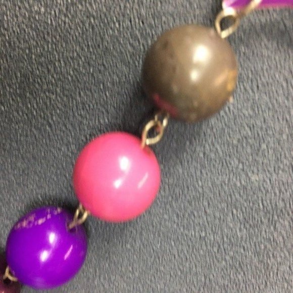 Star Beaded Necklace As Is Pink Pearl Purple Enamel Beige Silver Chain Barbie - Picture 4 of 10